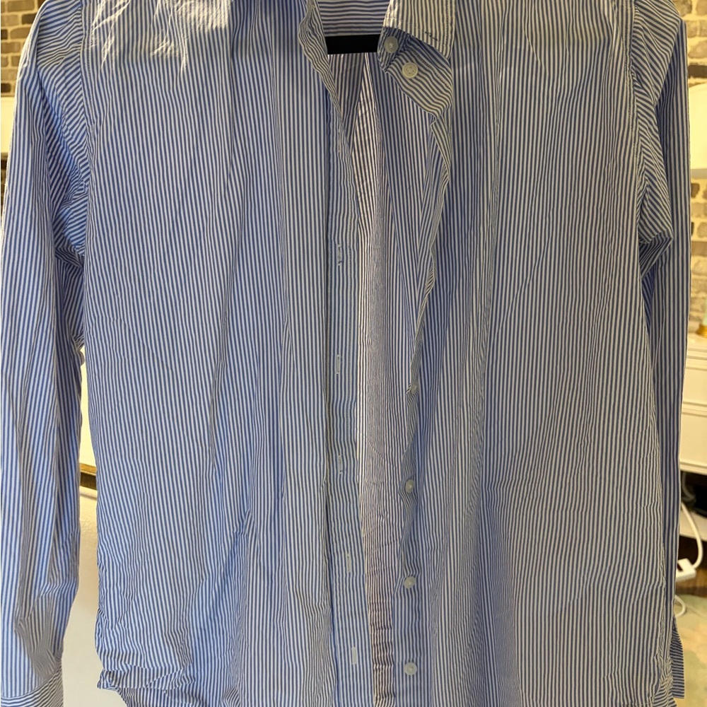 Everlane Women’s Classic Blue and White Button Down